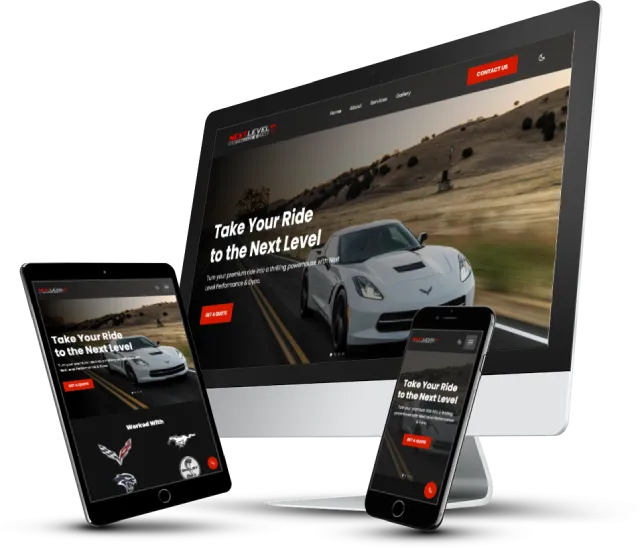 next level complete auto care center website mockup